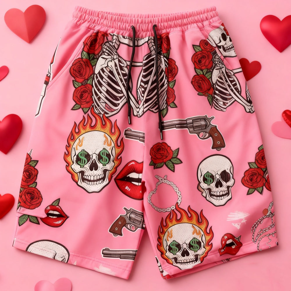 Mens Printed Straight-Leg Ankle-Length Sports Shorts